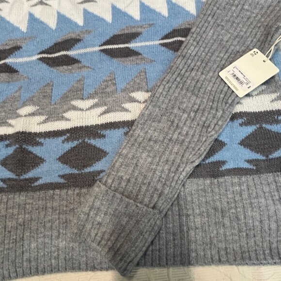 a.n.a. Women’s Nordic Pattern Crew Neck, Mixed Stitch sweater, Blue/Gray Sz. L - Picture 12 of 12
